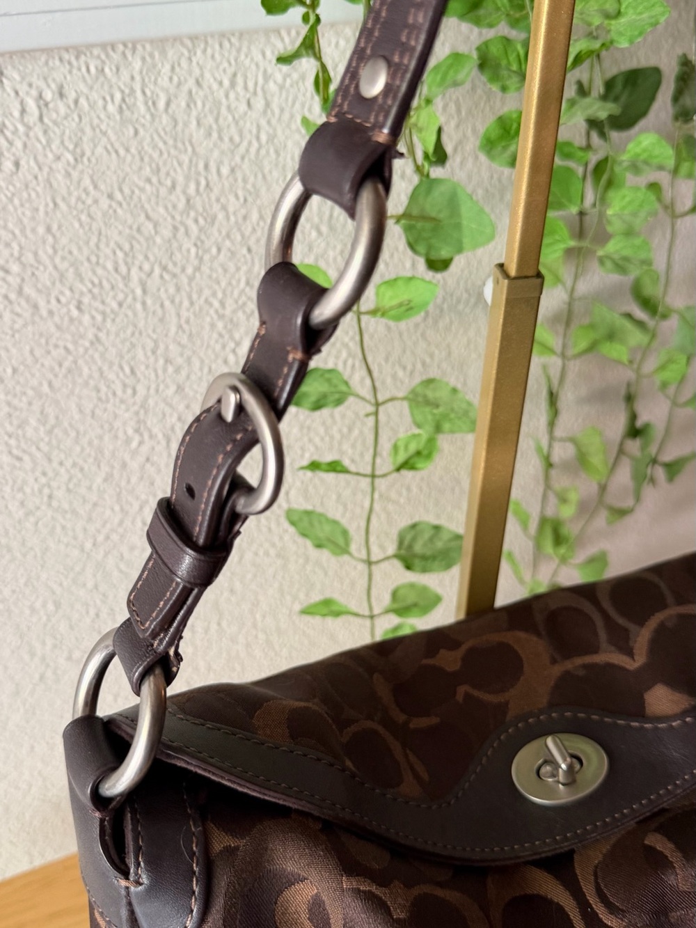 Coach Brown Signature Jacquard Hobo Turn-lock Suede Corners and Bottom Bag - Picture 6 of 15